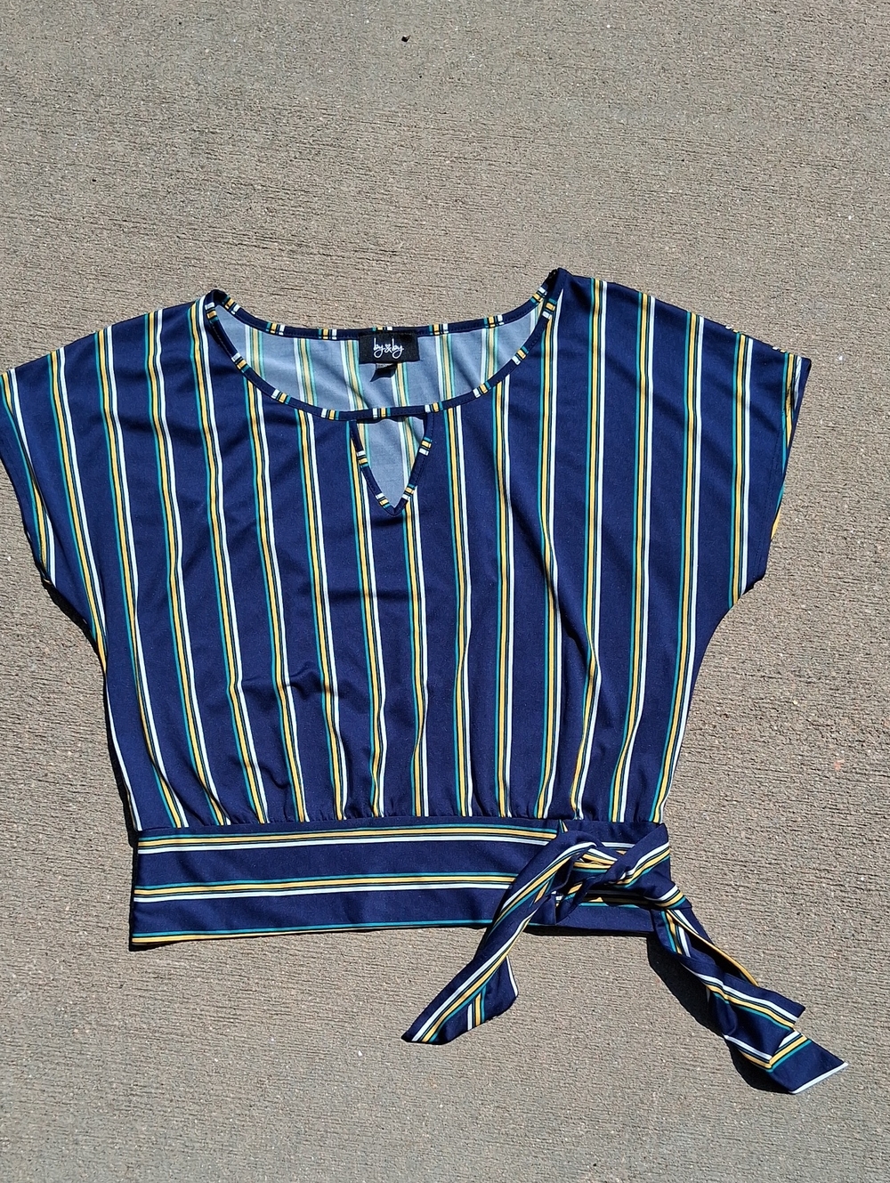 Navy Blue Striped Top